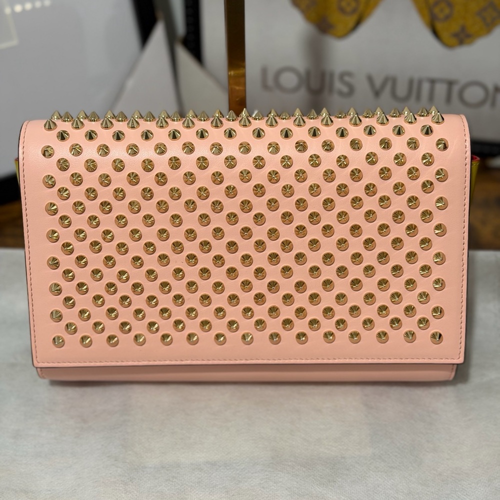 Christian Louboutin Pink Paloma Studded Clutch